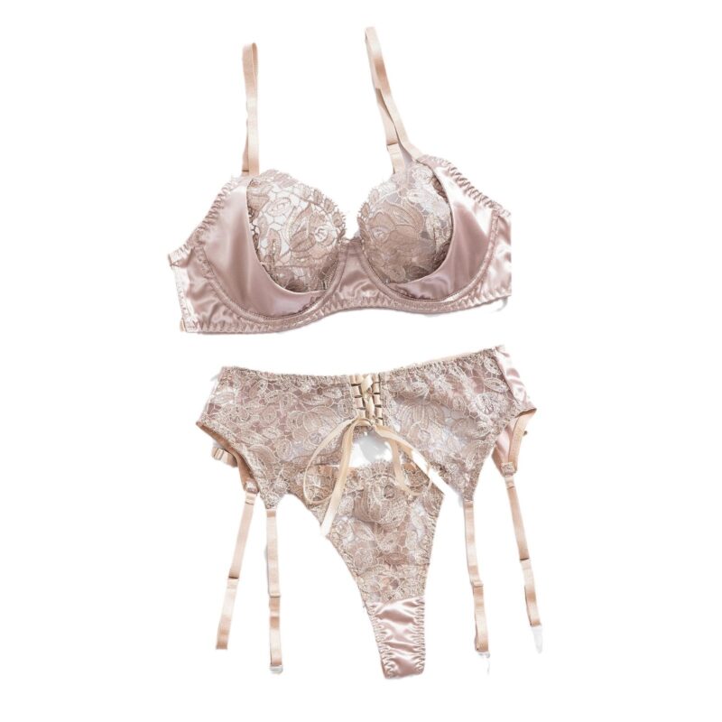 Ribbon Stitching Flower Embroidery Sexy Lingerie Garter - Image 4