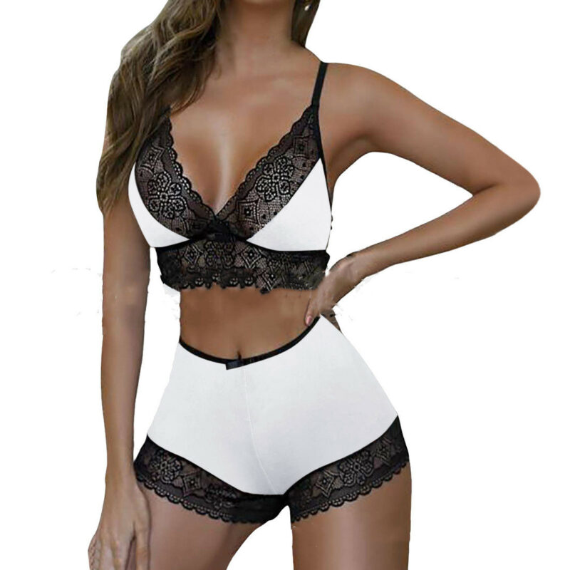 Sexy Leopard Lace Stitching Two-piece Suit Sexy Lingerie - Image 5