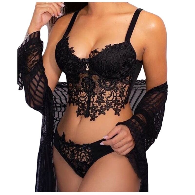 Three-Point Perspective Sexy Backless Lace Sexy Lingerie - Image 6