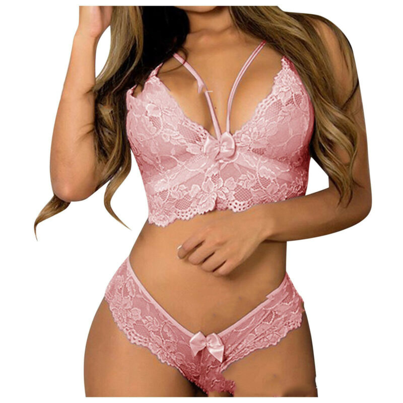 Sexy Women Plus Size Lingerie Corset Lace Floral Bralette Bra Two Piece Underwear Sexy Lingerie - Image 4