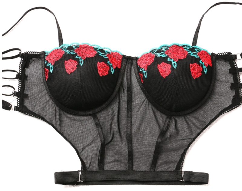 Underwire Embroidered Black Temperament Sexy Lingerie - Image 2