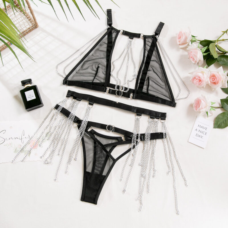 Hot Girl Chain Net Sexy Lingerie Set - Image 3