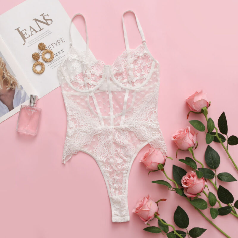 Sexy Sexy Lingerie With Steel Ring Lace Jumpsuit - Image 3