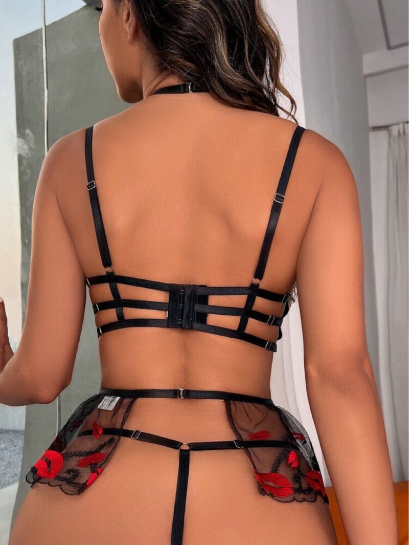 Sexy Women's Mesh Embroidered Sexy Lingerie Suit - Image 7