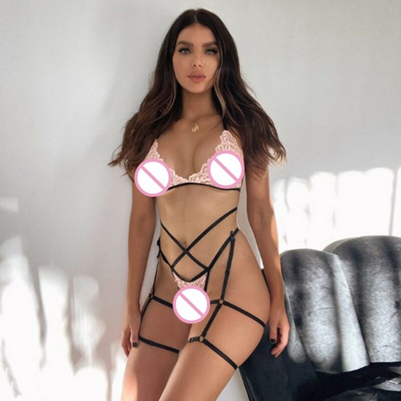 Sexy Lingerie Lace Hollow Sexy Lingerie Leg Straps Set - Image 3