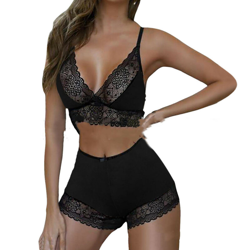Sexy Leopard Lace Stitching Two-piece Suit Sexy Lingerie - Image 3
