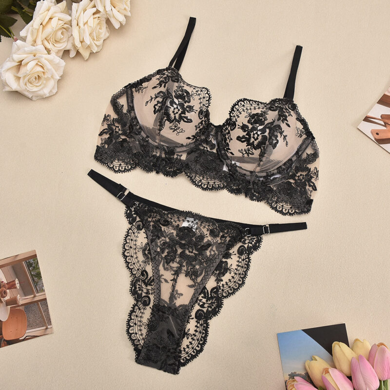Sexy Mesh Embroidered Sexy Lingerie Suit Women - Image 6