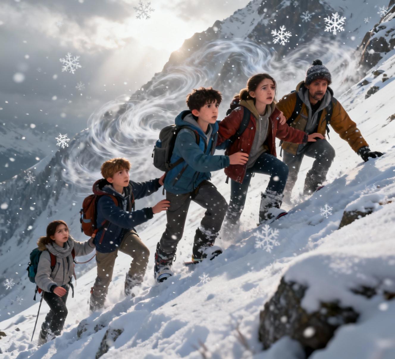 Group of teenagers hiking together on a mountain trail