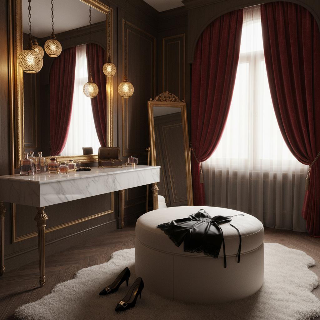 Woman in a structured black-tie gown